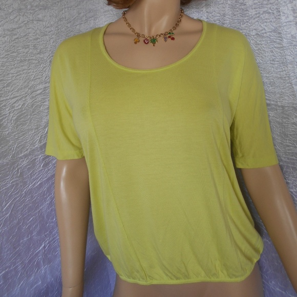 Chico's Canari Green Sweater Top Short Sleeve Size 1/S/M - Perfect Condition - Picture 3 of 4